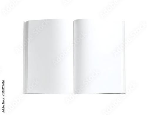 A pristine open book displays its blank pages, offering a clean canvas for new ideas and creative expression.
