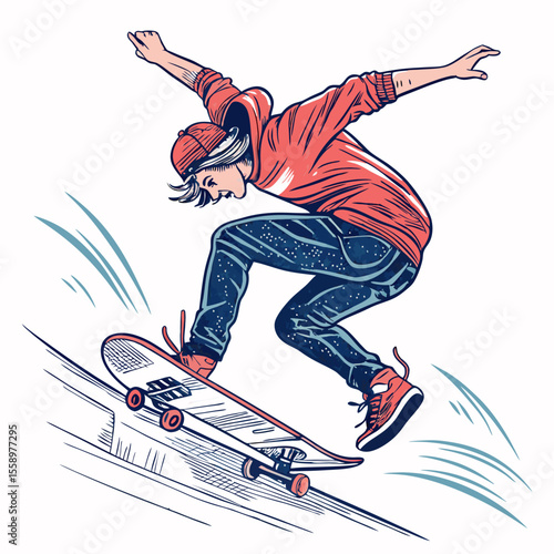 create vector bold stroke   a skateboarder doing a (1)