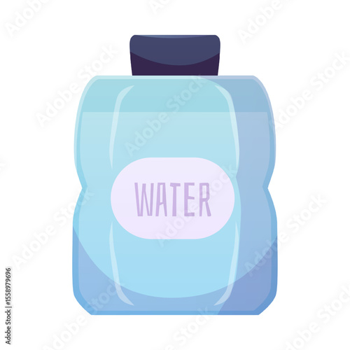 Plastic canister vector flat icon, bottle full of clean water with lid, flask or tank of aqua with label, drink jerrican