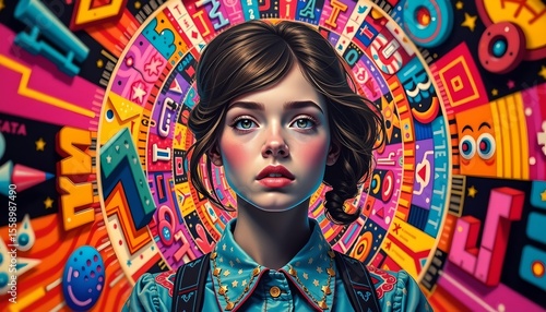 imagine a striking art piece that seamlessly blends the bold aesthetics of contemporary pop art with the timeless charm of old fashioned style