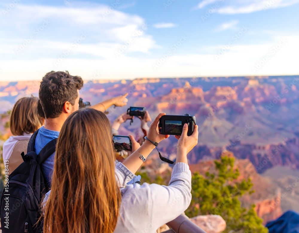 Obraz premium Tourists photographing Grand Canyon