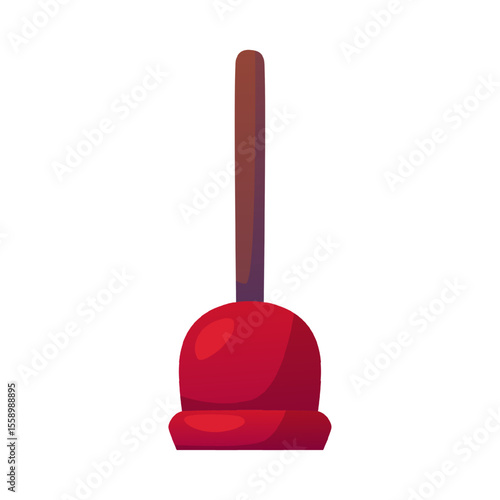 Toilet plunger vector flat icon, household toilet cleaning equipment, drain cleaner tool, rubber plunger clog suction