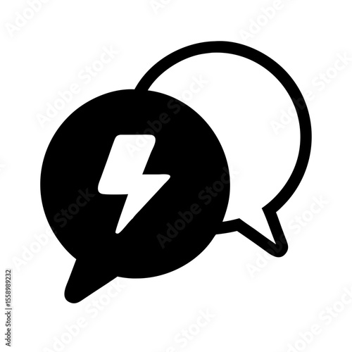 Speech bubbles with lightning symbolizing dynamic communication  
