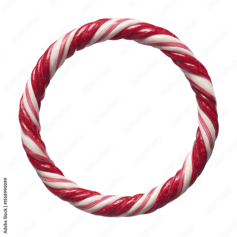 Fototapeta premium Festive Candy Cane Circle Frame Perfect for Holiday Designs