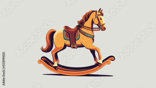 Classic rocking horse toy illustration on a light background