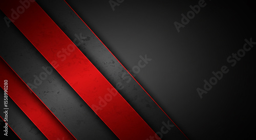 dark grey and red stripes with shadows on gradient background.AI generative