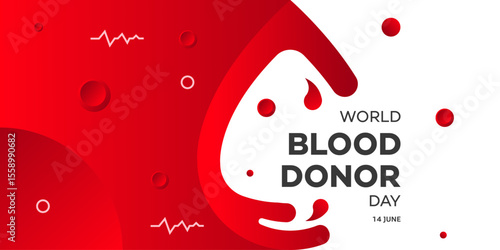 World Blood Donor Day June 14th background, Donate Blood, Save Lives, Red Blood Cells, Heartbeat 