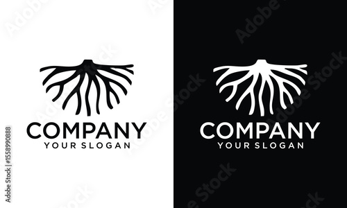 Creative root nature natural green logo vector icon illustration