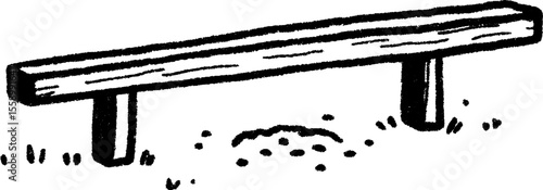 Artistic chalk sketch of a balance beam with scattered dust