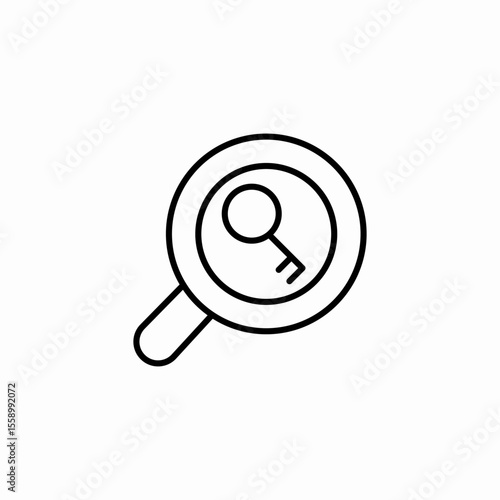magnifying key search icon sign vector