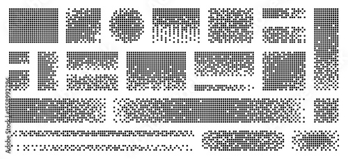 Disintegration pixel effect illustration. Vector rectangle elements