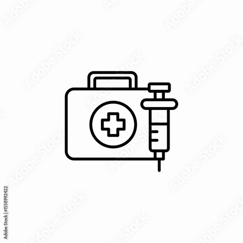 medical kit syringe icon sign vector