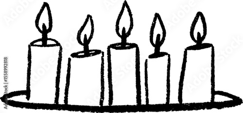 Hand-drawn sketch of unlit birthday candles on a table – perfect for celebration designs