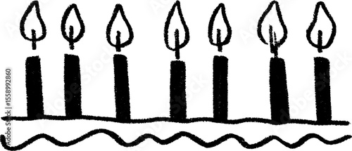 Whimsical sketch of unlit birthday candle set on table for festive decor