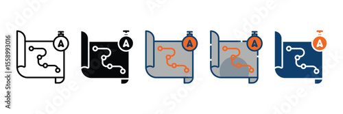 Travel Map Icon Set Multiple Style Collection