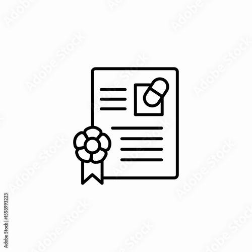 pharmaceutical patent certificate icon sign vector