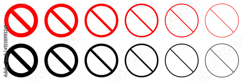 Collection of prohibition and no entry icons in red and black outline styles. Circular stroke designs for warning, restriction, and forbidden concepts. Icons, vector. Free Download Collection of prohibition and no entry icons in red and black outline styles. Circular stroke designs for warning, restriction, and forbidden concepts. Icons, vector. - GFXLoad
