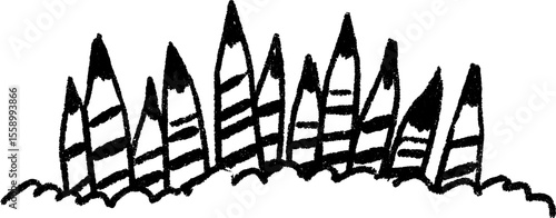 black and white pencils drawing clip art preview