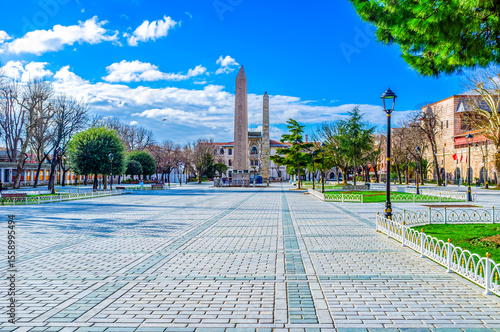 Ancient obelisks on Sultanahmet Square in Istanbul, Turkey