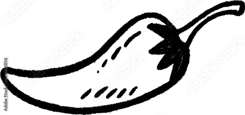 Hand drawn sketch of curved chili pepper for artistic design