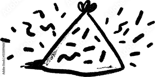 Child's birthday party hat sketch with decorative number, design for posters and cards