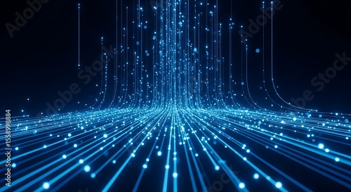 Glowing blue light streams and particles ascending image