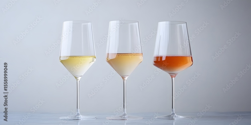 Three Glasses of Wine Sparkling Rosé White Wine Tasting Three Glasses of Wine Sparkling Rosé White Wine Tasting