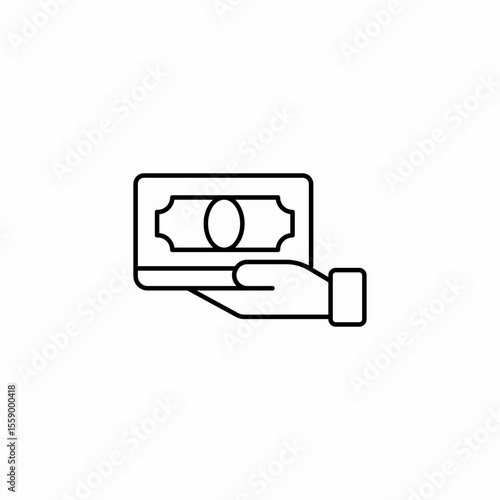 hand holding money icon sign vector