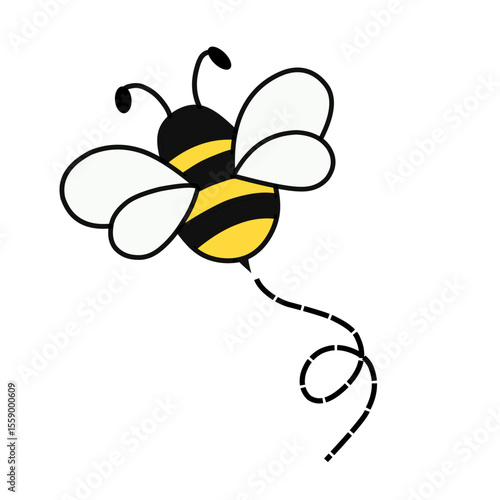  Bee flying line vector