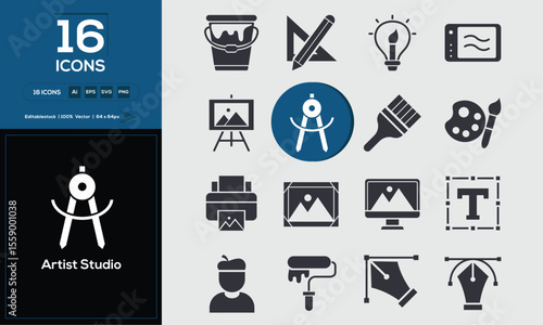 Artist Studio simple Outline Icon – Scalable Vector Graphic – UX/UI Element for Web & Apps