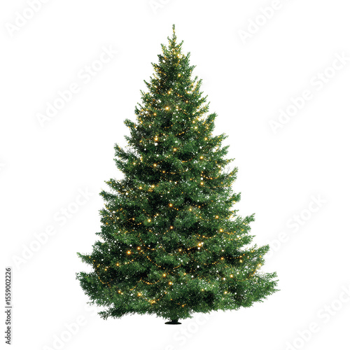 Illuminated Christmas Tree Isolated on White Transparent background