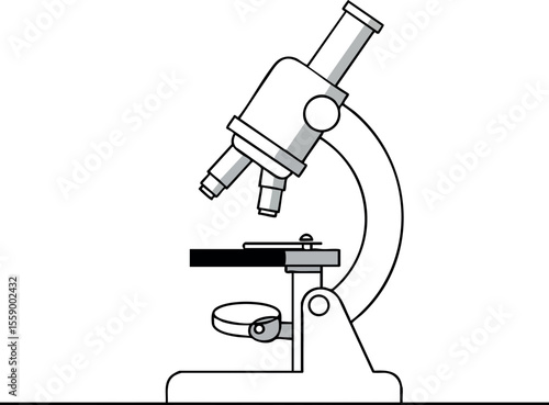 Microscope scientific laboratory instrument for research and education vector line art design