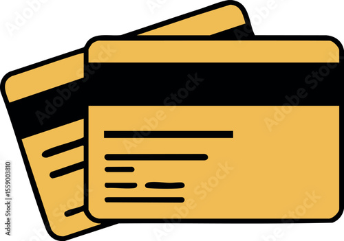 Credit cards icon yellow and black simple design for digital payment and finance vector illustration