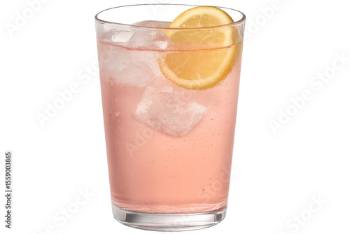 Wallpaper Mural Chilled pink lemonade with ice cubes and lemon garnish, offering crisp summer refreshment against clean background Torontodigital.ca