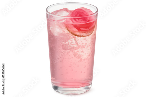 Wallpaper Mural Pink cocktail with rose garnish and sparkling ice, chilling against transparent backdrop, embodying summer refreshment Torontodigital.ca