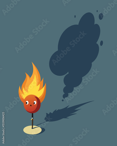 What was once a small spark of doubt had now grown into a raging fire fueled by the gaslights shadow that loomed over every decision and interaction.. Vector illustration