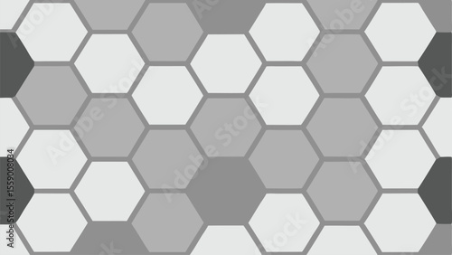 Abstract geometric hexagonal pattern in grayscale with seamless repeating transparency