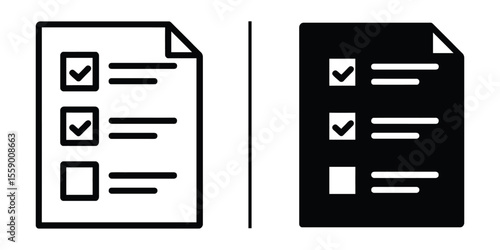 Document Checklist Icons: A clean, simple illustration presents two stylized document icons, one with a white background and the other in black.