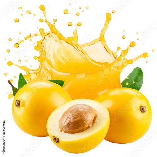 Splash of Marula Juice with Floating Fruits, isolated on a transparent background