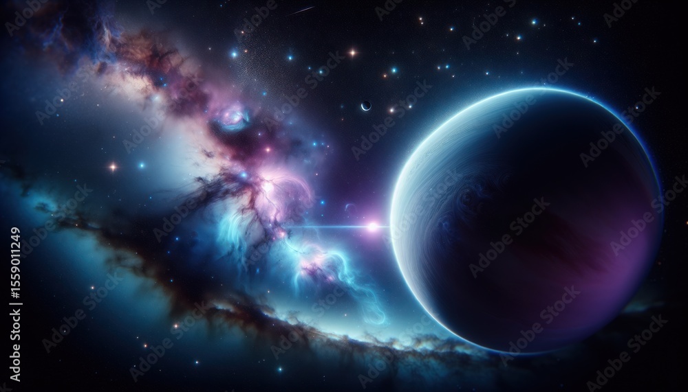 Obraz premium Majestic Planet and Nebula in Cosmic Wonder