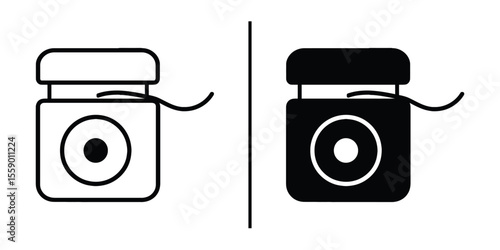 Dental Floss Product Illustration: A side-by-side product illustration showcasing the essential tool for maintaining oral hygiene. Focus on clean and healthy teeth.