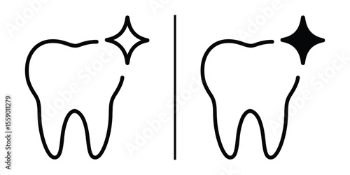 Dental Hygiene Concept: A clean and healthy tooth shines brightly next to a dull tooth, representing the visual difference between healthy and unhealthy oral hygiene.