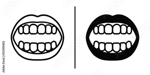 Teeth Silhouette: A striking monochrome visual depicting open mouth showing teeth, a clean and straightforward representation perfect for dental-related concepts.