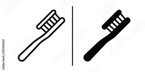 Toothbrush Icon in Contrast:  Two distinct toothbrush icons are presented, showcasing a clean design with minimalist appeal for oral hygiene and dental care.