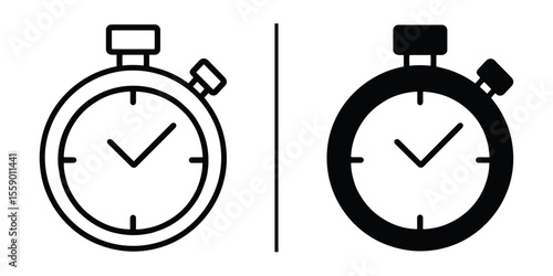 Stopwatch Time: Depicting a stopwatch in outline and filled styles, this image signifies precision timing, deadlines, and the relentless march of seconds in business and sports alike.