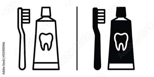 Dental Health Essentials: A simple yet compelling design showcases the fundamental tools of oral hygiene, conveying a message of health and self-care through minimalist forms and clean lines.