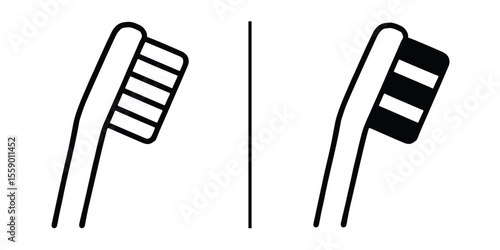 Toothbrush Illustration: A minimalist line art illustration of two toothbrush heads, highlighting their bristles and design, perfect for dental health and hygiene themes.