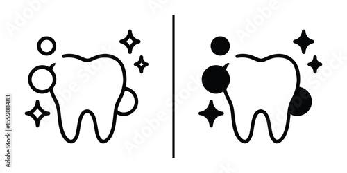 Clean vs. Unclean Teeth Icon: A simple yet effective graphic showcasing the difference between clean and unclean teeth.  Perfect for dental care educational materials or infographics.