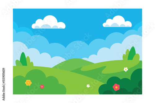 Serene Rolling Hills Landscape A Picturesque Spring Meadow Scene