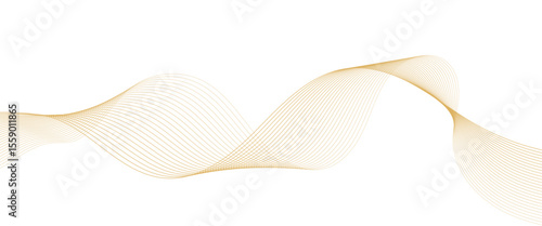 Vector abstract golden wave line technology concept lines with flowing background